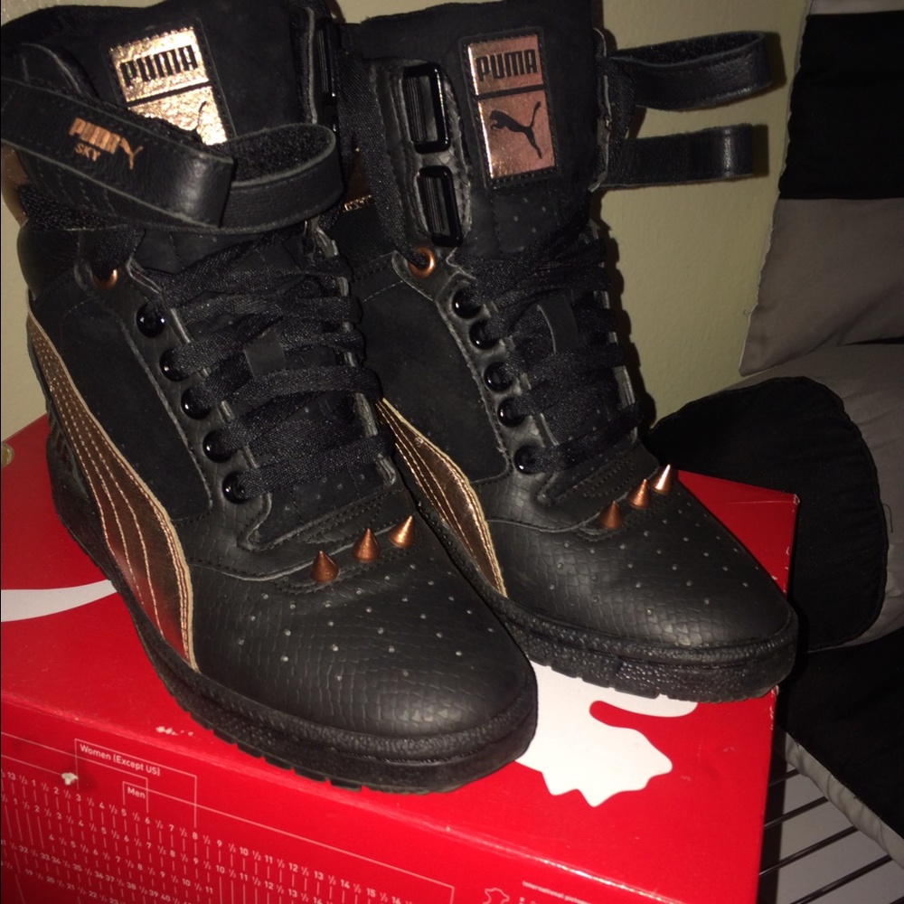 Gold & Black Puma Sneaker Wedge